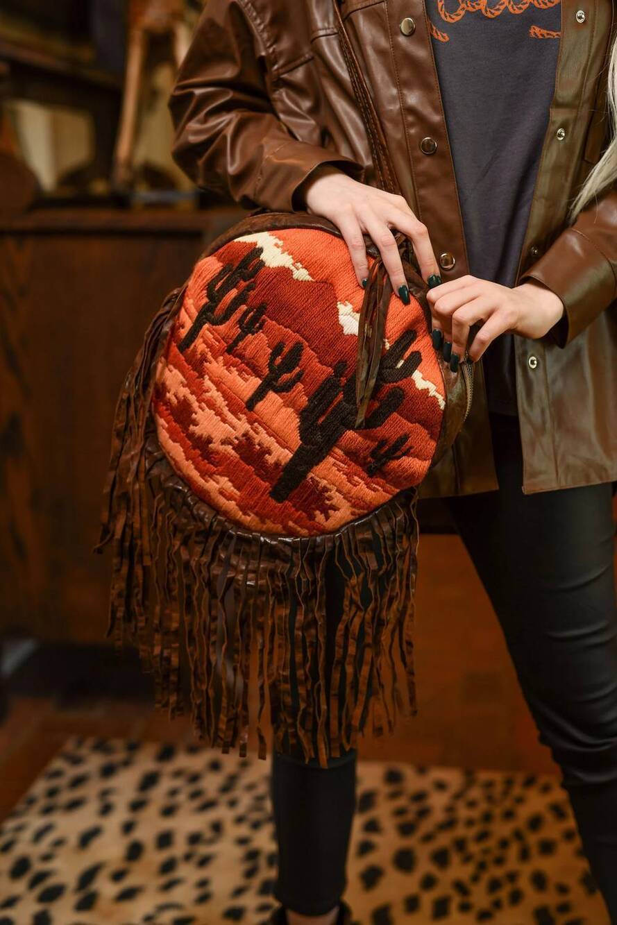 NEW TOTEM SALVAGED vintage cactus canteen handbag in brown